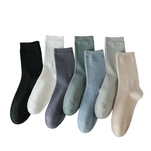 Herren einfarbige Baumwolle Wadenstrümpfe atmungsaktiv lässig komfortable Socken