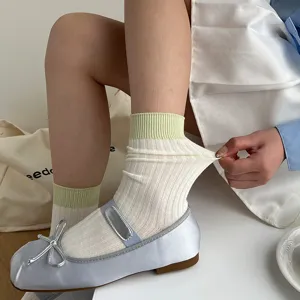 Gerippte Damen Socken mit Farbblock im Herbst lässig modische gestreifte Kontrastsocken