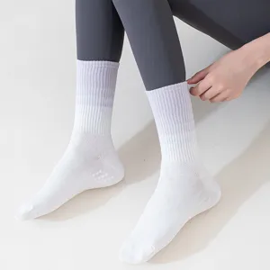Damen Farbverlauf Socken Anti-Rutsch Yoga Fitness Baumwolle Lange Sportstrümpfe