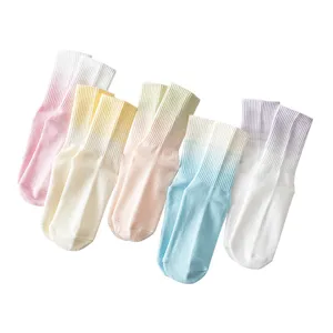 Damen Farbverlauf Socken rosa Baumwolle lange Sport Yoga rutschfest bequem Herbst Winter