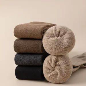 Thickened fleece warm over knee long socks for women winter solid color plush hosiery