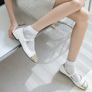 Chaussettes courtes en mesh respirant pour femmes style japonais doux printemps.