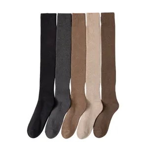 Thickened thermal over-the-knee long socks for women, solid color winter high tube socks.