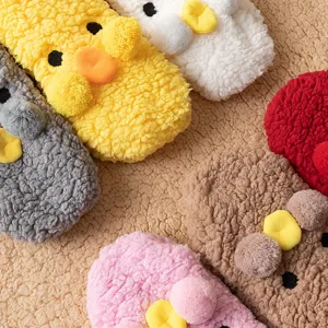 Cute plush fleece thermal socks for women, thick cozy winter home floor sleep socks.