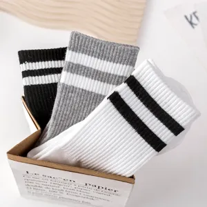 Calzini a Collo Alto Rigati Stile Coreano Misto Cotone Casual Sport Skateboard Moda per Uomini e Donne