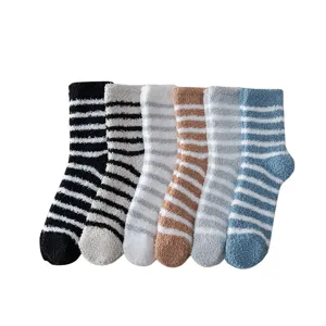 Herren gestreifte Korallenfleece Winter warme Socken Set gemütlich flauschig dick warm