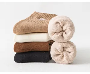 Dicke Wintersocken Damen warme Frotteesocken einfarbige weiche Thermosocken Socken