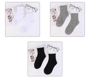 Lot de chaussettes courtes unies en coton, chaussettes côtelées respirantes pour usage quotidien.
