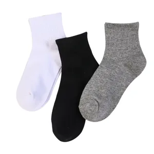 Chaussettes courtes unies pour hommes et femmes, chaussettes en coton respirant lot de 3.