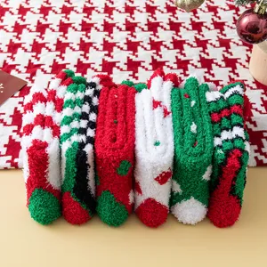 Cozy Christmas fuzzy socks set, thick coral fleece winter sleep warm floor socks for women.