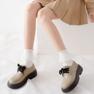 Chaussettes mi-hautes Lolita JK japonaises mignonnes en dentelle à volants coton femme