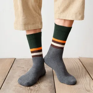 Chaussettes thermiques epaisses d'hiver pour homme, chaussettes mi-hautes tendance en maille
