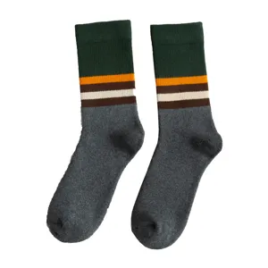 Chaussettes thermiques epaisses homme hiver chaud bloc de couleur confortables vetements mode