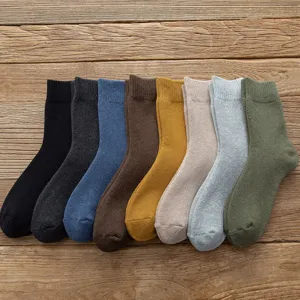 Herren einfarbige thermische dicke Frotteesocken Herbst Winter lange Baumwolle warme Socken