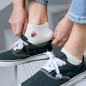 Unisex spring summer casual cotton low cut socks cute bear embroidery couple ankle socks