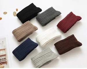 Women over-the-knee wool socks, chunky knit retro long slouch socks for winter daily wear.