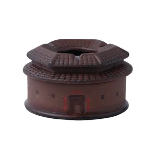 Posacenere in ceramica stile Tulou Hakka cinese supporto per ceneri di sigaretta in terracotta