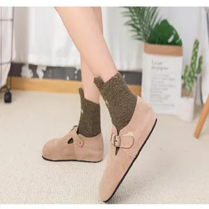 Cómodos calcetines de felpa coral para otoño invierno, gruesos y cálidos para el hogar.