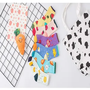 Calzini al polpassetto in cotone da donna con stampa di frutta di cartone animato, colorati.