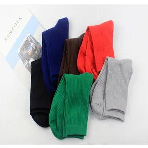 Damen einfarbige gerippte Mittelsocken Baumwolle atmungsaktiv Freizeit weiche Strümpfe Socken