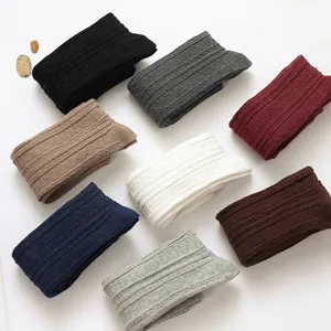 Women knit over-the-knee socks thick yarn high tube winter warm vintage long stockings