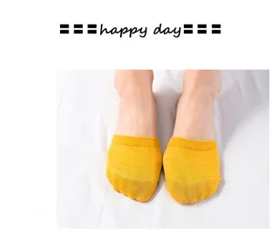 Damen einfarbige Baumwolle Halbsohle Unsichtbare Socken, Sommer atmungsaktive flache Bootssocken.