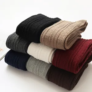 Women Japanese retro thick knit over-the-knee socks stacked colorful high tube woolly stockings