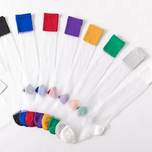 Damen Transparent Glasseide Wadenstrümpfe Süß Farbblock Gestreift Dünn Atmungsaktiv Streetwear Stil Alltag Socken