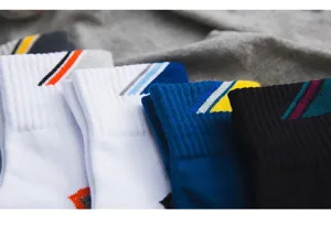 Close-up detail of men's athletic towel bottom socks, showing soft breathable cotton knit fabric.