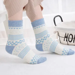 Damen dicke Baumwolle Socken japanischer Stil gemütliche warme Winterstrümpfe blau weiß