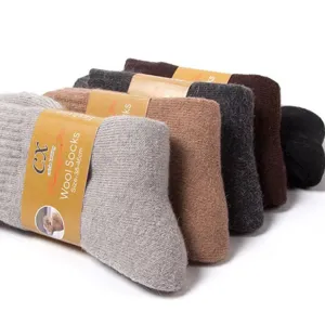 Verstärkte dicke Herren Winter Wolle warme Socken einfarbige Thermosocken Set neu