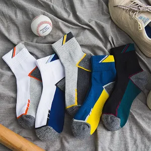 Men's athletic terry bottom mid-calf sports socks breathable cotton for football hiking basketball