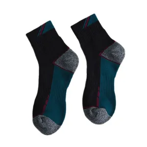 Men athletic crew socks with terry sole, breathable cotton sports socks for running fitness.