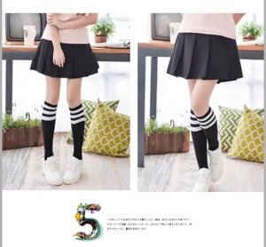 Knee high striped socks detail view, casual cotton fashion socks with classic stripes for women.