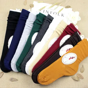 Calze Slouch in Cotone Tinta Unita Retrò Giapponese da Donna Casual Traspirante