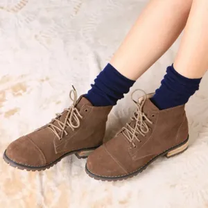 Calze impilate da donna stile giapponese autunno inverno tinta unita retro stivali corti