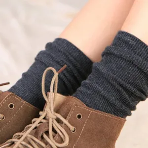 Calze slouch donna stile giapponese autunno inverno lavorate a maglia lunghe per stivali