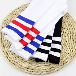 Women casual striped tube socks cotton sports baseball soccer socks white black daily wear