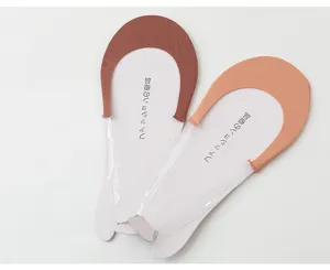 Damen Vorfuss unsichtbare Socken mit transparentem Riemen rutschfeste Halbsocken Baumwolle
