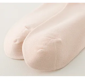 Gros plan de chaussettes en coton respirant montrant une texture fine et un détail en maille.
