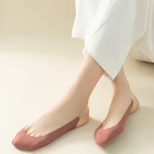 Damen Reine Baumwolle Rutschfeste High Heel Füßlinge Unsichtbare Transparente Riemen Halbe Socken