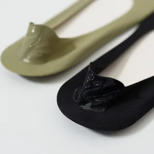 Summer ice silk shallow invisible boat socks women anti-slip silicone cotton bottom thin socks