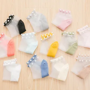 Damen Sommer transparente Perle Glasseide Socken atmungsaktiv flache Verlegung Ansicht