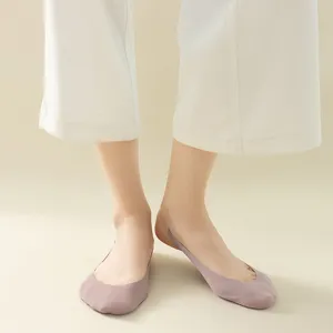 Einfarbige flache unsichtbare Socken für Damen, rutschfeste Baumwollsohle Bootssocken.