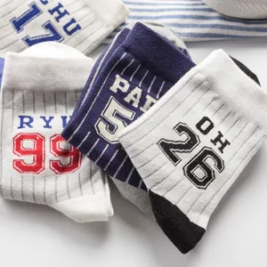 Damen Baumwolle Mittelsocken Japanisch gestreift lässige Sportnummern bequeme Socken