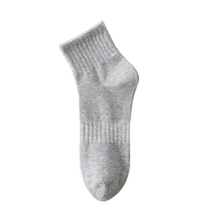 Calcetines cortos deportivos de algodón gris para hombre, calcetines acanalados para el día a día.