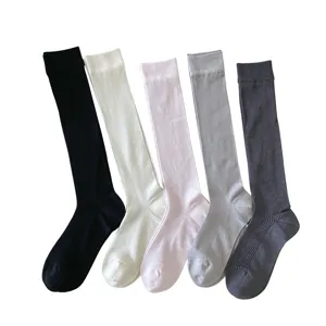 Women knee high silk socks set five colors thin breathable long stockings daily