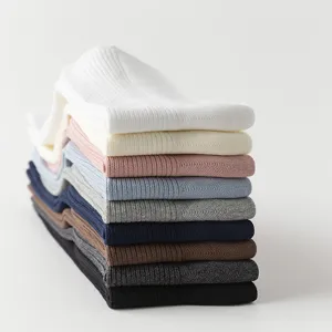 Combed cotton ribbed knee high socks solid color casual long socks for women trendy daily wear
