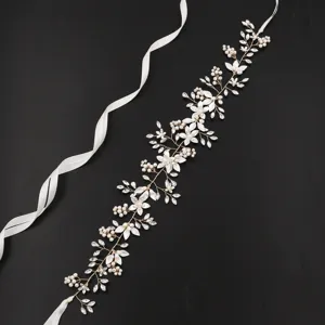 Handmade Pearl Rhinestone Bridal Headband Gold Silver Wire Hair Vine Wedding Hair Accessories For Women Jewelry Headpiece