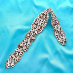 Bridal Rhinestone Applique Belt Wedding Dress Crystal Waist Band Handmade Sparkly Belt Sash For Women Party Jewelry